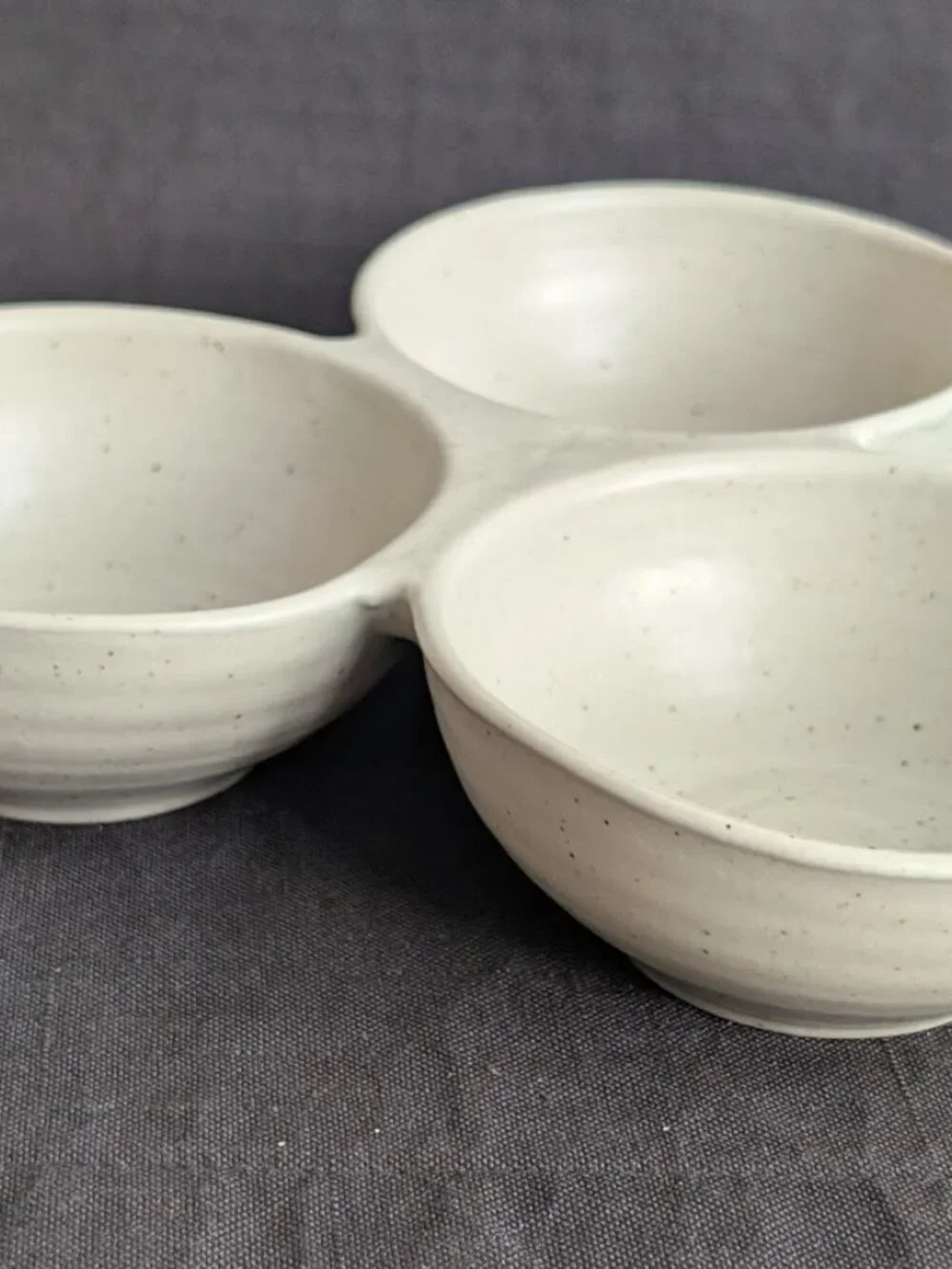 Pottery Barn Farmstead Stoneware Triple Serving Dish Nut Dish Multi Use